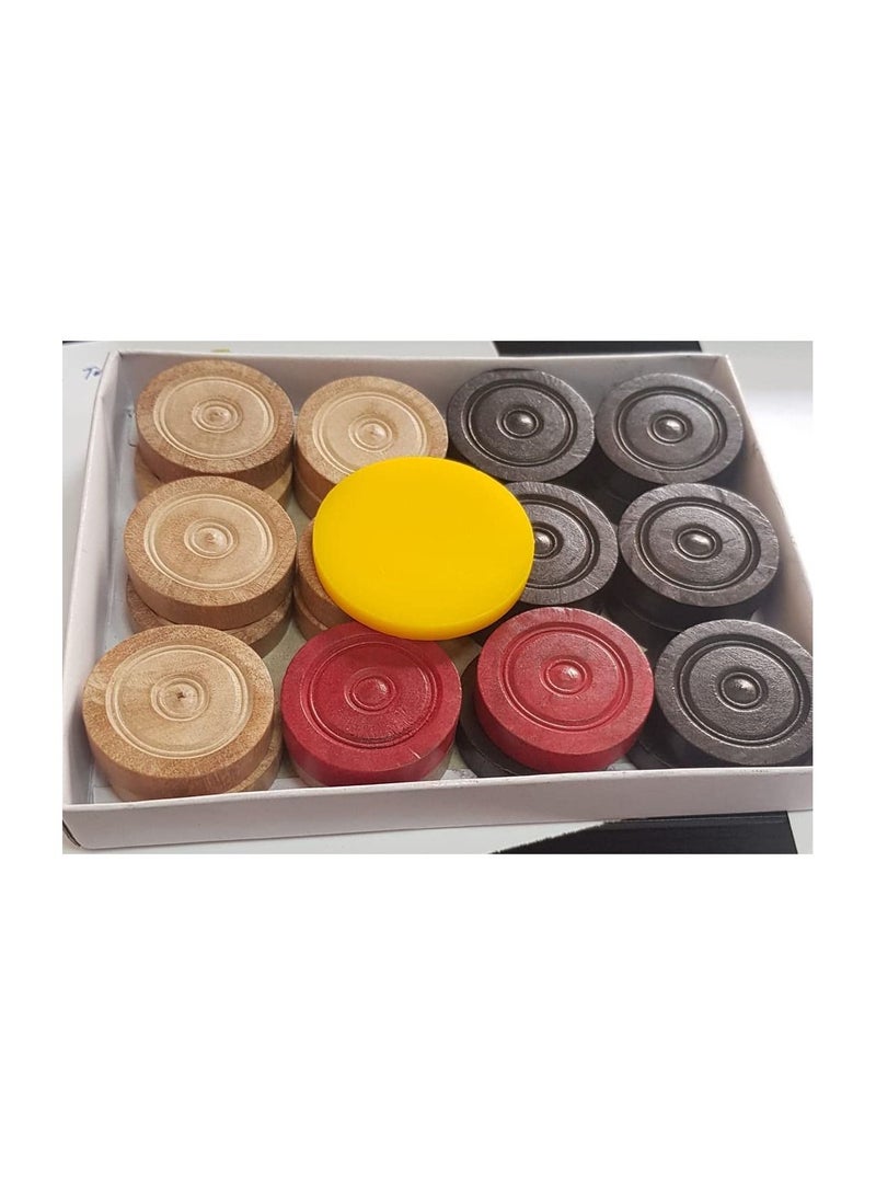 ULTIMAX Wooden Carrom Coins with Striker Premium Wooden Carrom Coins 6 mm Thickness, 24 Coins+ 1 Striker - Image 1