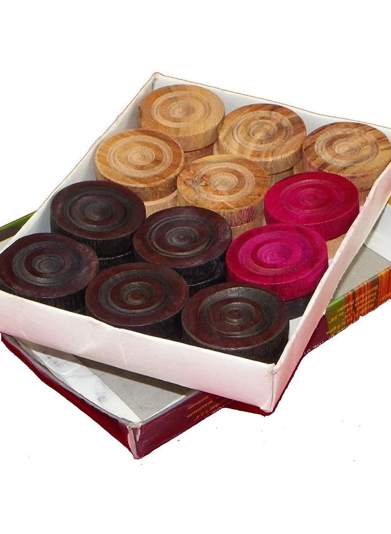 ULTIMAX Wooden Carrom Coins with Striker Premium Wooden Carrom Coins 6 mm Thickness, 24 Coins+ 1 Striker - Image 3