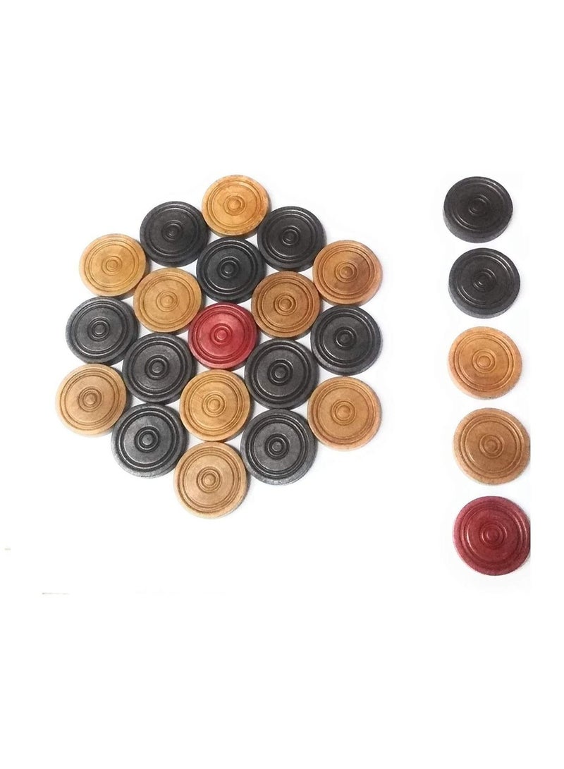 ULTIMAX Wooden Carrom Coins with Striker Premium Wooden Carrom Coins 6 mm Thickness, 24 Coins+ 1 Striker - Image 4