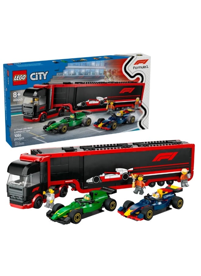 LEGO LEGO - City F1 Truck with RB20 & AMR24 F1 Cars 1086 Pieces - 60445  - Image 2
