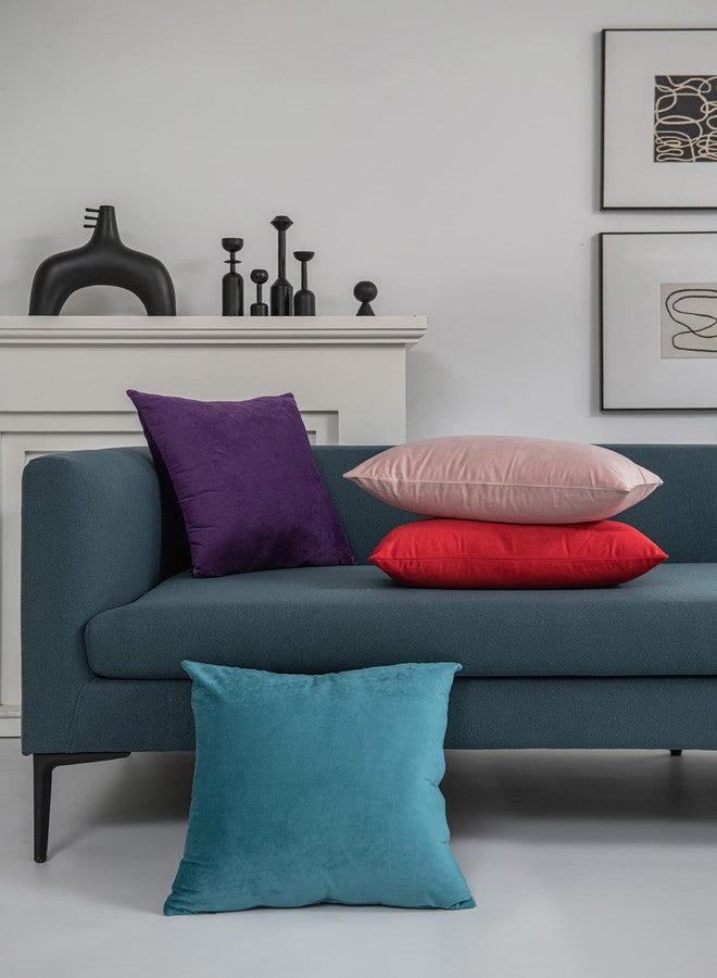 DEZENE 18x18 Throw Pillow Cases Purple: 2 Pack Cozy Soft Velvet Square Decorative Pillow Covers for Farmhouse Home Decor - Image 5