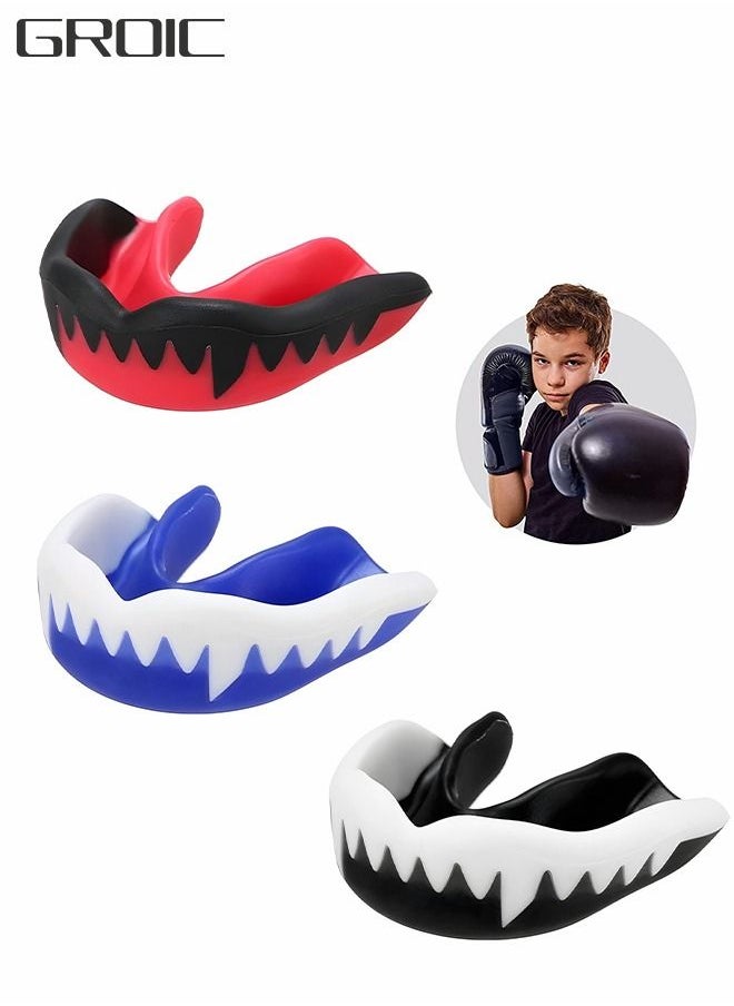 GROIC 3 Pack EVA Mouthguards with Case, Sport Mouth Guards Mouthguard Gum Guard, Mouthguard Slim Fit for Boxing, Basketball, Hockey, Soccer  - Image 1