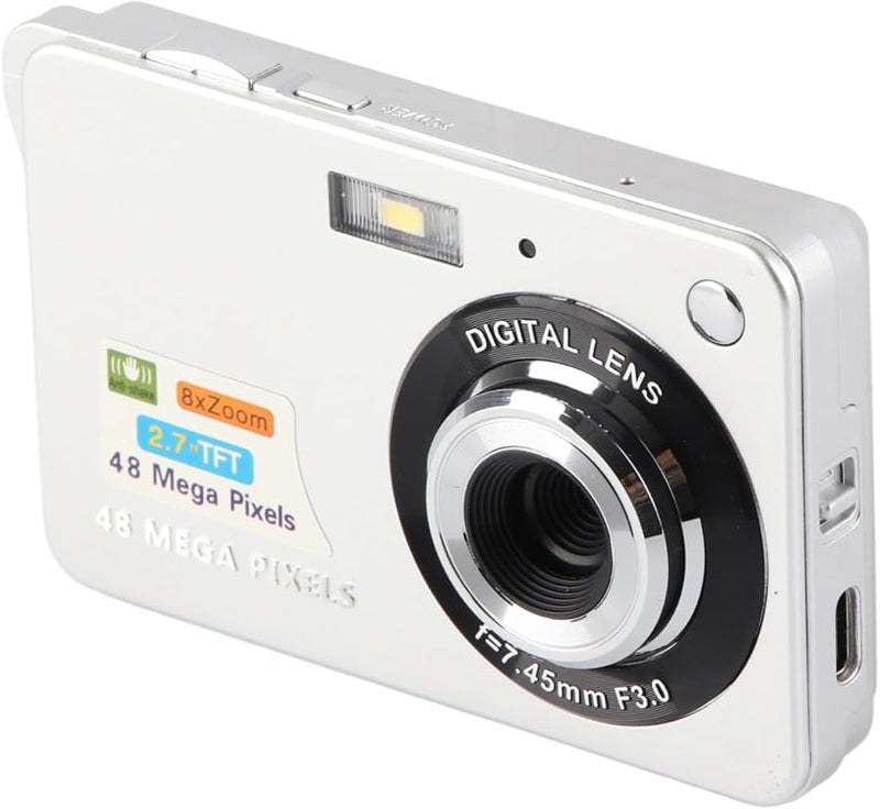 AYNEFY 48 ميجابكسل كاميرا رقمية فيديو 4K شاشة LCD 2.7 بوصة محمولة فضي - Image 3