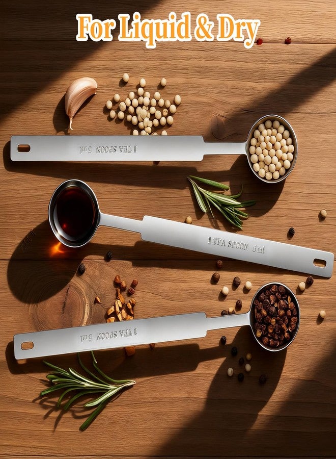 LUSTRIB 3 Pcs Stainless Steel 1 Teaspoon Scoop (5ml | 5cc | 1/3 Tablespoon), Teaspoon Measuring Spoons With Long Handle Scoop, 1 Tsp Measuring Spoon for Coffee Pet Food Grains Spices Dry Goods Kitchen Tool - Image 4