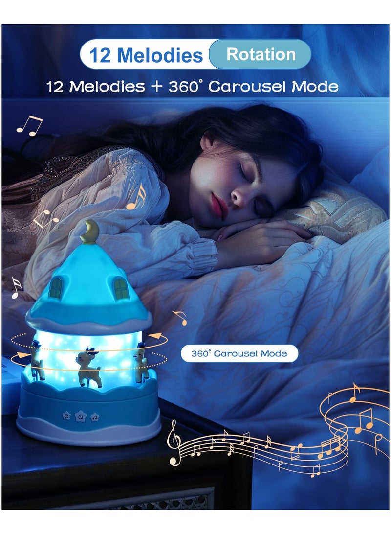 اكسيسن مصباح ليلي للأطفال مع جهاز عرض وجهاز تحكم عن بعد، مصباح عرض قابل لإعادة الشحن مع مؤقت، 12 أغنية و12 فيلمًا، مصباح دوار 360 درجة، جهاز عرض نجوم المجرة للأطفال، ديكور غرفة الأطفال - Image 3