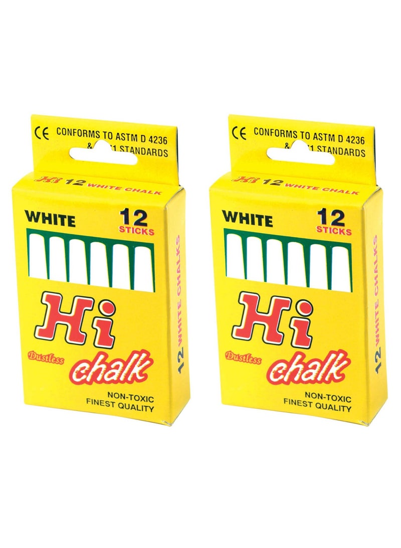 HI White Chalk Dustless Non Toxic Finest Quality 12 Sticks - Image 2