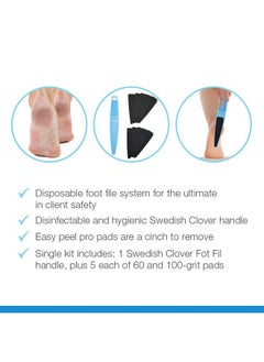 Flowery Swedish Clover Foot File Disposable Pad Kit Great For Dry Cracked Feet Refines Calluses  - Image 4