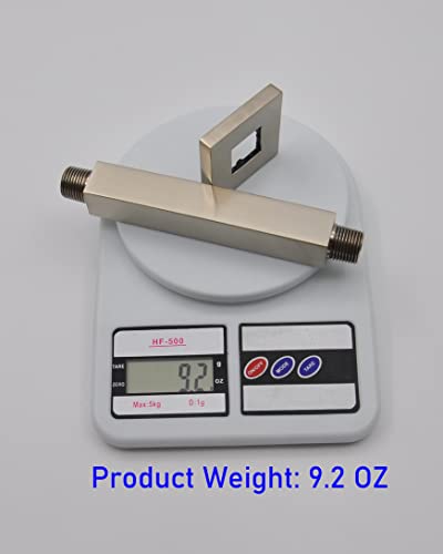 Aquaiaw Square Shower Arm and Anti-Scratch O-Ring Flange, 6 inch, Solid Brass, Both Soldered 1/2 NPT Tapered Threads, Straight Shower Head Arm, Ceiling Mount Shower Extension Arm (PVD Brushed Nickel) - Image 5