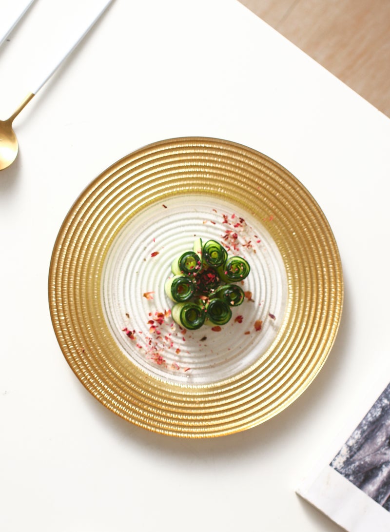 Shuer 26.3 CM Light Luxury European Style Electroplated Glass Plate Creative Straw Hat Pattern Glass Plate - Image 3