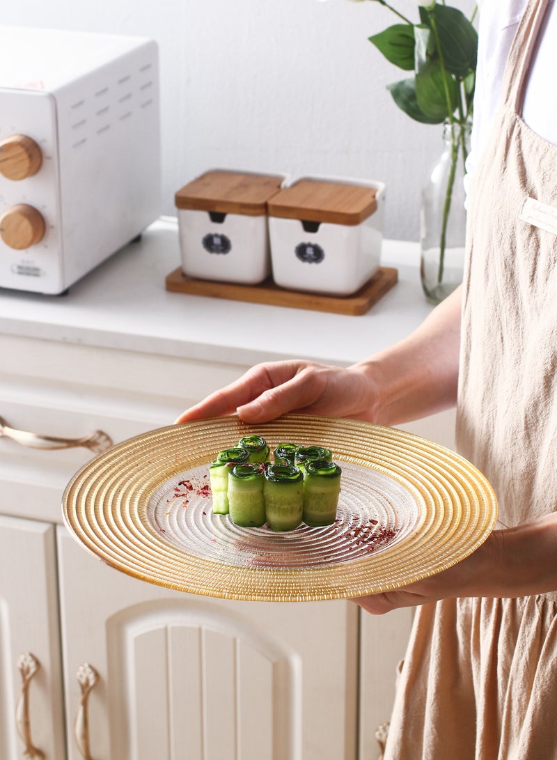 Shuer 26.3 CM Light Luxury European Style Electroplated Glass Plate Creative Straw Hat Pattern Glass Plate - Image 1