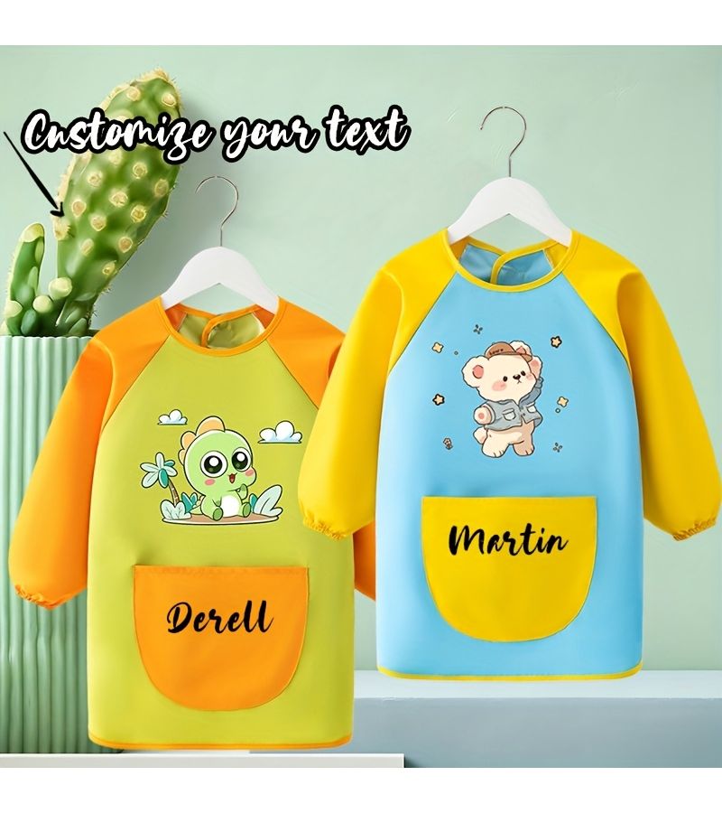 Personalized Cute Cartoon Apron Pink Happy Cat Medium Size For Boys Girls Drawing Reverse Dressing Protective Kitchen Dining Cover