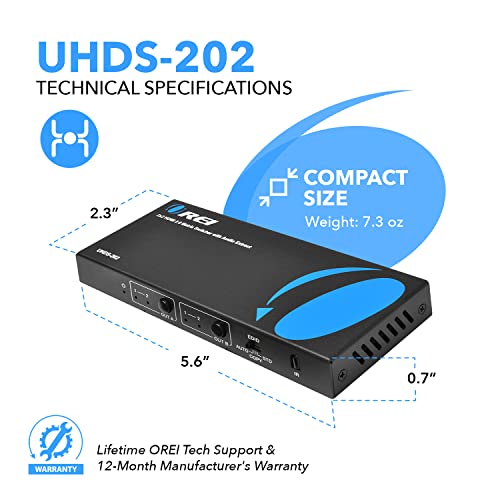 OREI 4K HDMI Matrix Switch 2 X 2, Switcher 18G UltraHD Supports Upto 4K @ 60Hz & 1080P IR EDID HDCP 2.- Remote Control (UHDS-202) - Image 5