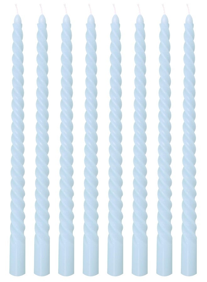 Glowsphere 8 Pack 10 Inch Baby-Blue Spiral Taper Candle Set, 7/8 Inch Unscented Driples Candlesticks for Home Decoration, 6-7 Hours Burn - Image 1