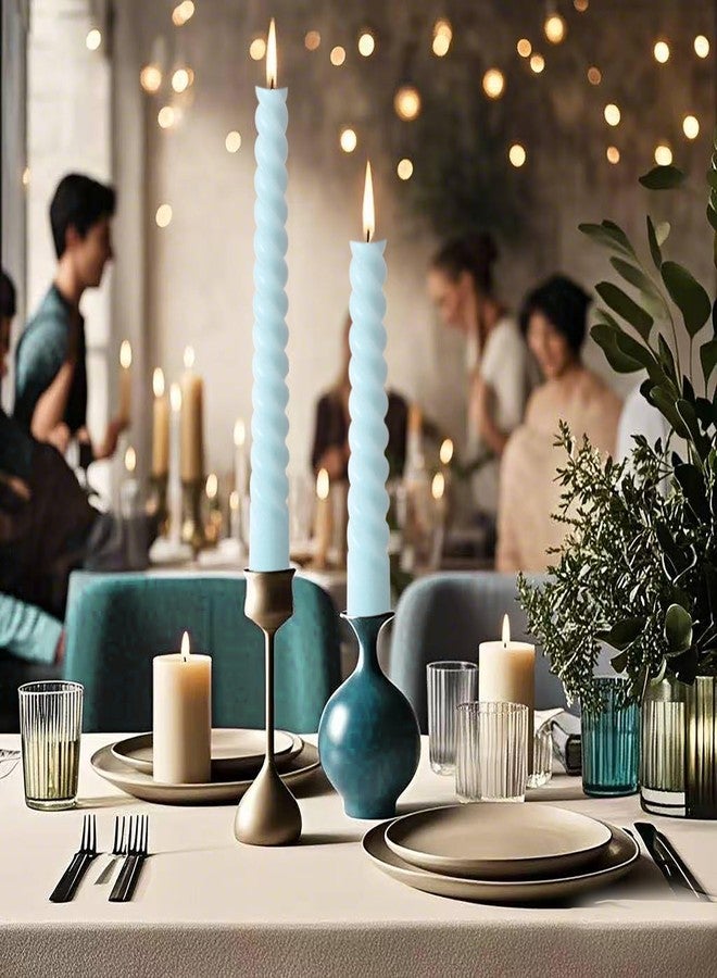 Glowsphere 8 Pack 10 Inch Baby-Blue Spiral Taper Candle Set, 7/8 Inch Unscented Driples Candlesticks for Home Decoration, 6-7 Hours Burn - Image 5