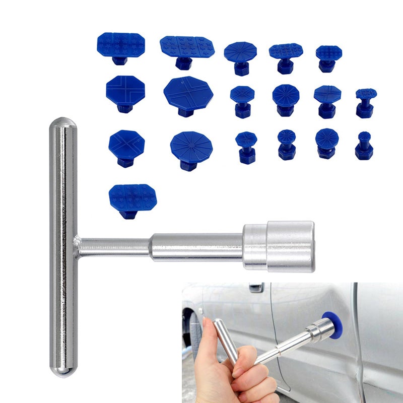 Opuweiy Car Dent Puller Tool TShaped Puller Handle Lifter 18 Suction Cups of Different Spec Car Repair Accessory Blue Silver - Image 3