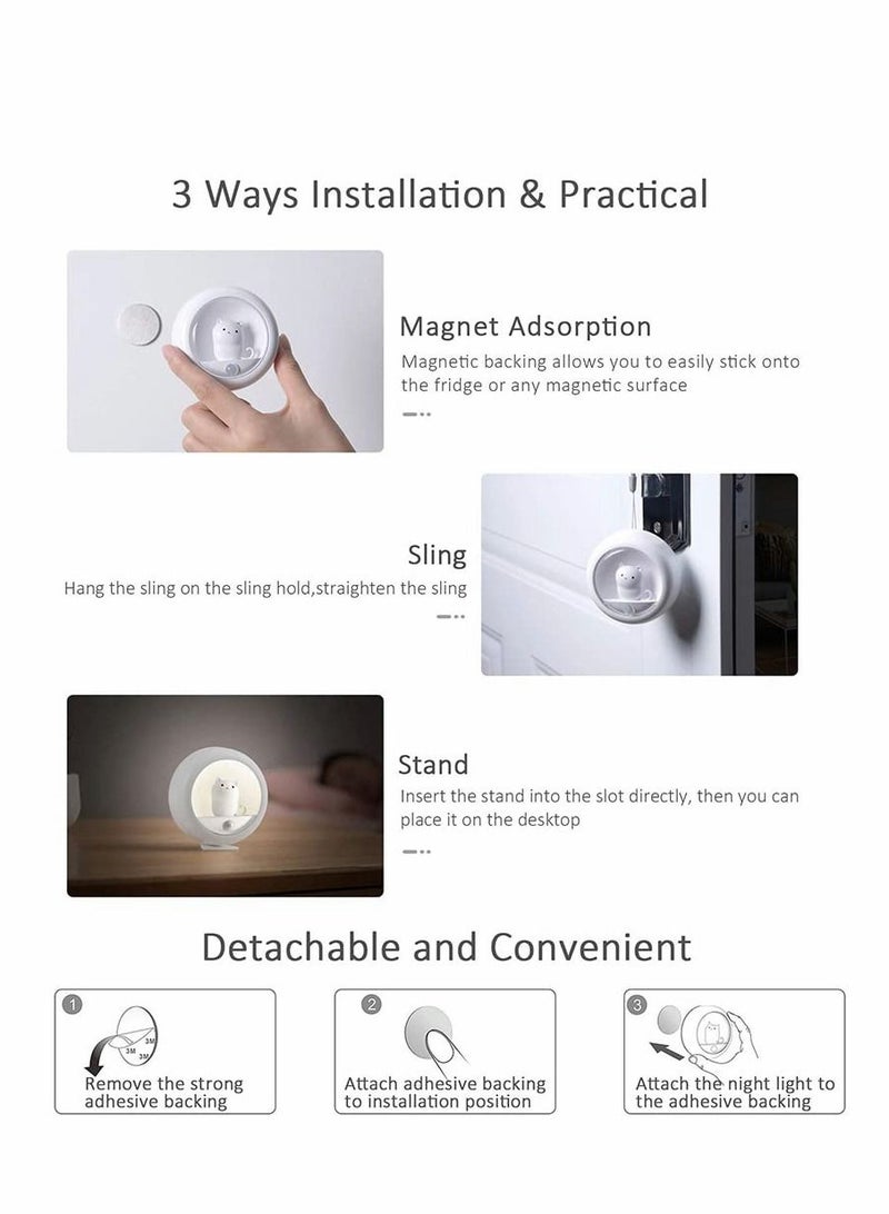 Motion Sensor Cat Night Light,with Built-in Rechargeable Battery for Wall Closet Bedroom Bathroom Nursery Kitchen Hallway Stairs, Natural White LED with Brightness Levels, Stick-Anywhere - Image 5