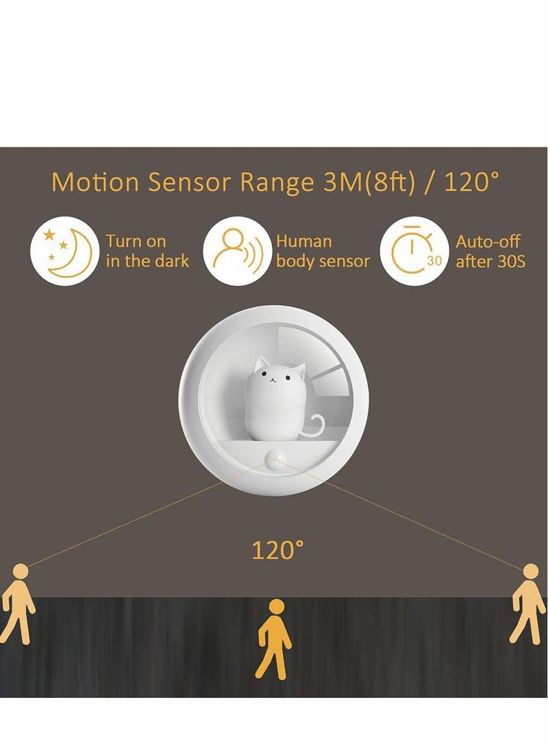 Motion Sensor Cat Night Light,with Built-in Rechargeable Battery for Wall Closet Bedroom Bathroom Nursery Kitchen Hallway Stairs, Natural White LED with Brightness Levels, Stick-Anywhere - Image 4