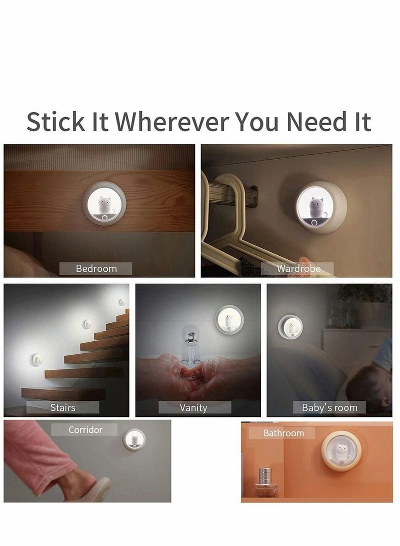 Motion Sensor Cat Night Light,with Built-in Rechargeable Battery for Wall Closet Bedroom Bathroom Nursery Kitchen Hallway Stairs, Natural White LED with Brightness Levels, Stick-Anywhere - Image 3