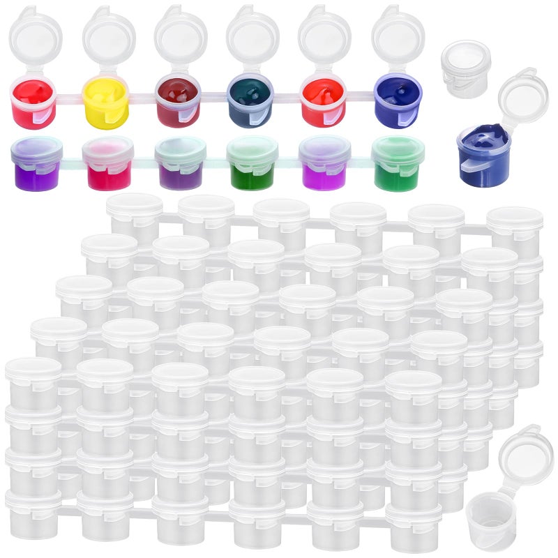 Caffox 240-Piece Empty Paint Pot, 40 Strips Acrylic Mini Paint Container Strip Storage with Lid for Classrooms, School Art & Crafts 3ml/ 0.1oz - Image 1