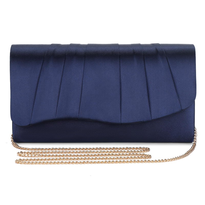UBAYMAX Clutch Purses for Women Formal, Pleated Satin Evening Bag Evening Purse Handbags Evening Clutch for Prom Party Wedding (Blue) - Image 1