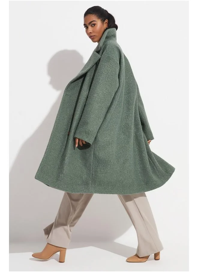 جون June Button Detailed Coat Green