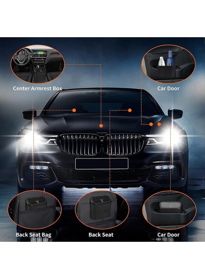 سلال قمامة للسيارة TOFFCAEA طقم 2 بغطاء وتصميم قابل للتعليق مع 80 كيس قمامة منظم نفايات صغير للسيارة - Image 3