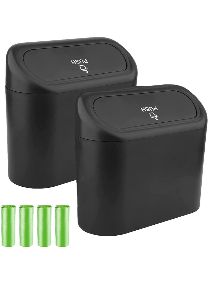 سلال قمامة للسيارة TOFFCAEA طقم 2 بغطاء وتصميم قابل للتعليق مع 80 كيس قمامة منظم نفايات صغير للسيارة - Image 1