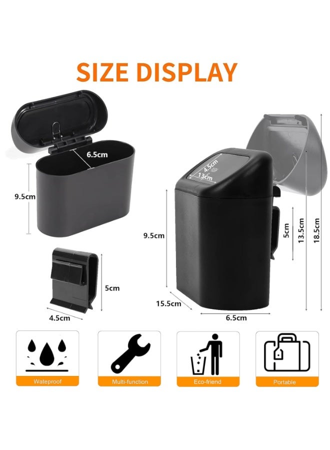 سلال قمامة للسيارة TOFFCAEA طقم 2 بغطاء وتصميم قابل للتعليق مع 80 كيس قمامة منظم نفايات صغير للسيارة - Image 2