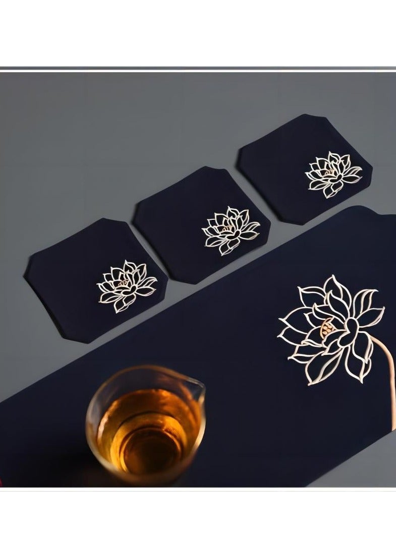 Y&D Chinese Style Cotton Linen Retro Water Absorbing Double Layer Thickened Cup Holder Fabric Embroidered Tea Cup Pad Fabric Art Cup Pad  - Image 3