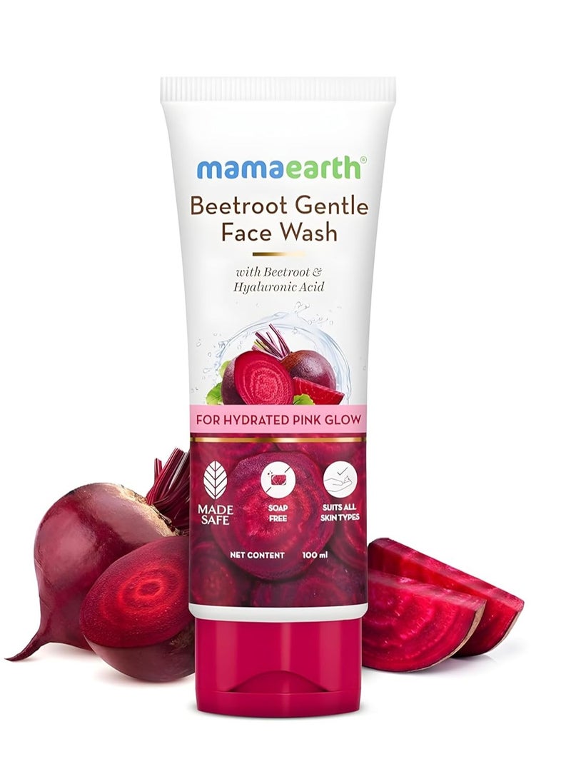 Mamaearth Beetroot Gentle Face Wash&Hyaluronic Acid For Hydrated Pink Glow -100Ml|Gently Cleanses|Hydrates&Soothes Skin|Soap - Free|Non-Irritant|Safe For Skin|Hydrating Gentle Face Wash|Non-Drying - Image 1