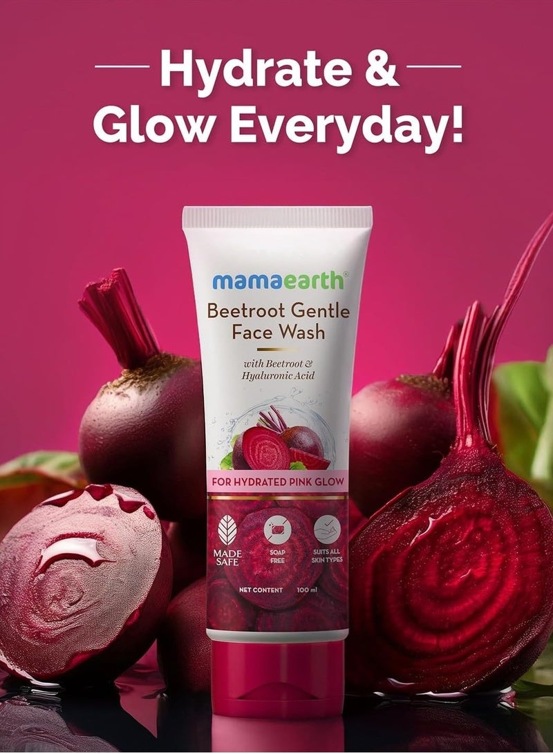 Mamaearth Beetroot Gentle Face Wash&Hyaluronic Acid For Hydrated Pink Glow -100Ml|Gently Cleanses|Hydrates&Soothes Skin|Soap - Free|Non-Irritant|Safe For Skin|Hydrating Gentle Face Wash|Non-Drying - Image 3