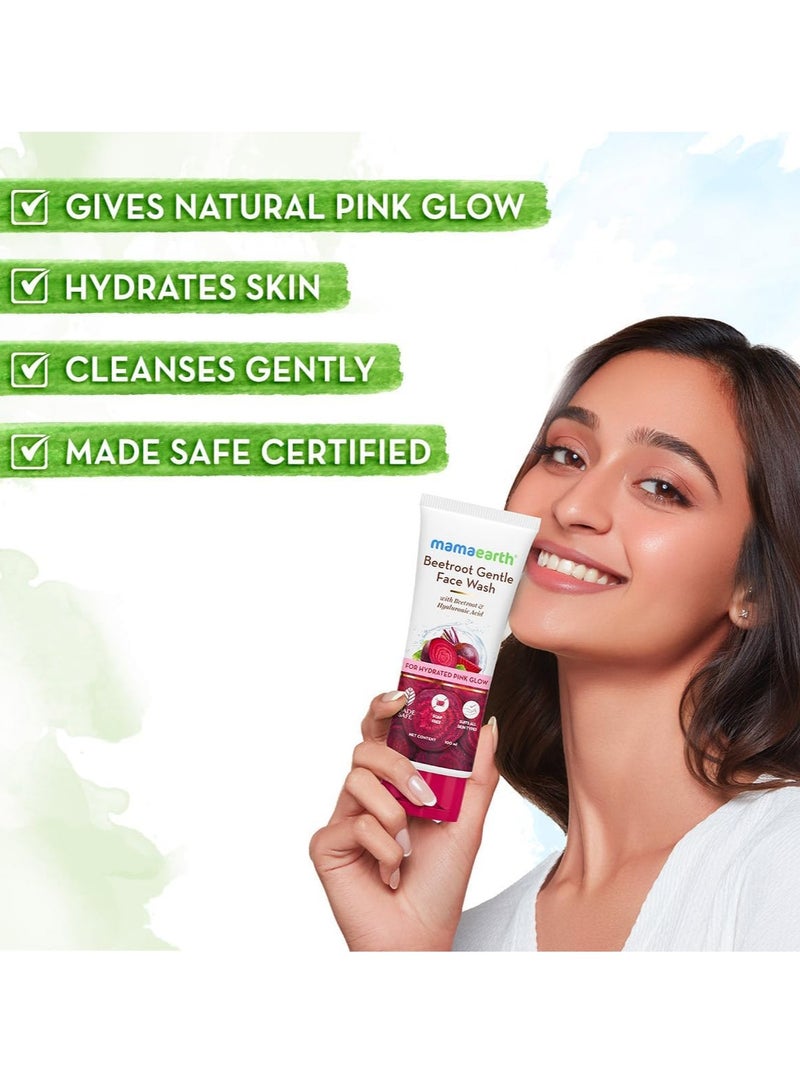 Mamaearth Beetroot Gentle Face Wash&Hyaluronic Acid For Hydrated Pink Glow -100Ml|Gently Cleanses|Hydrates&Soothes Skin|Soap - Free|Non-Irritant|Safe For Skin|Hydrating Gentle Face Wash|Non-Drying - Image 4