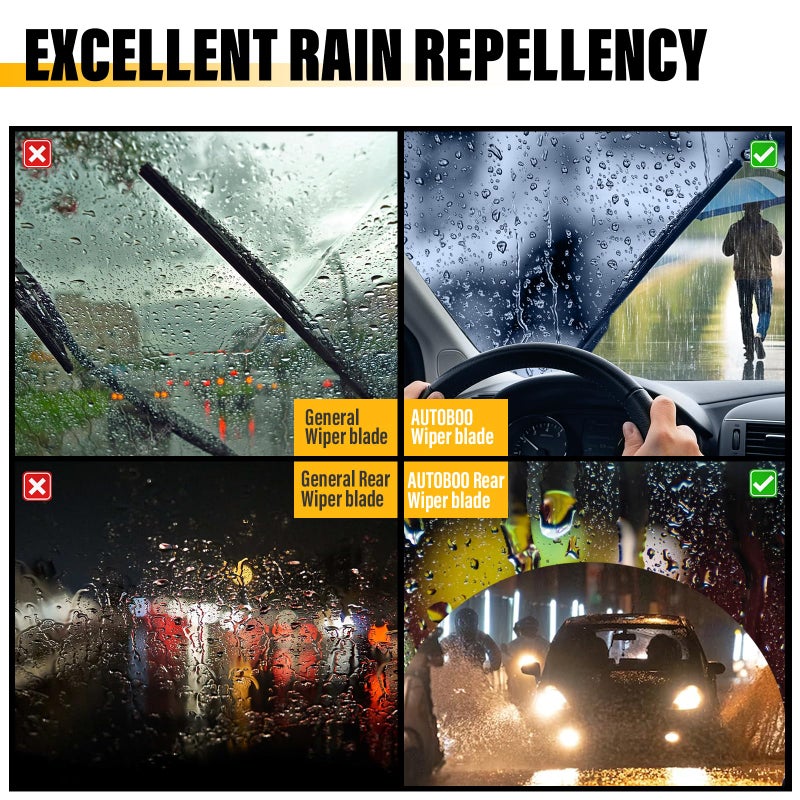 AUTOBOO 15"+15" Wiper Blades Replacement for Jeep Wrangler Front Windshield wipers 2007-2017- Original Factory Quality (Pack of 2) - Image 5