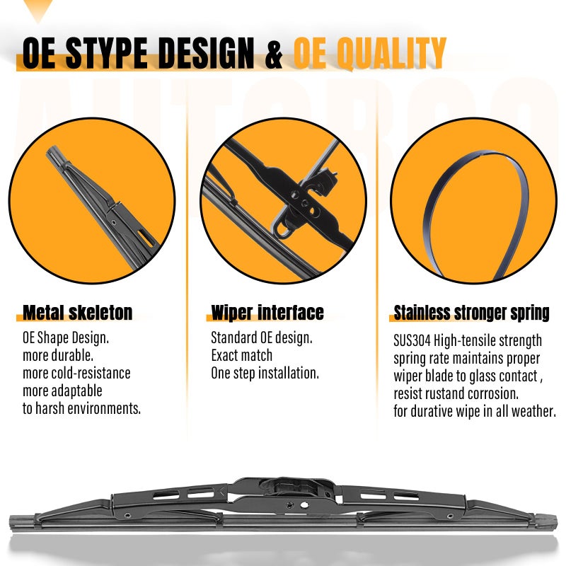 AUTOBOO 15"+15" Wiper Blades Replacement for Jeep Wrangler Front Windshield wipers 2007-2017- Original Factory Quality (Pack of 2) - Image 2