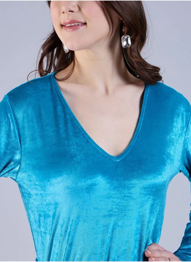 مرفوعة Women Fitted Party Wear Solid Wrap Dress