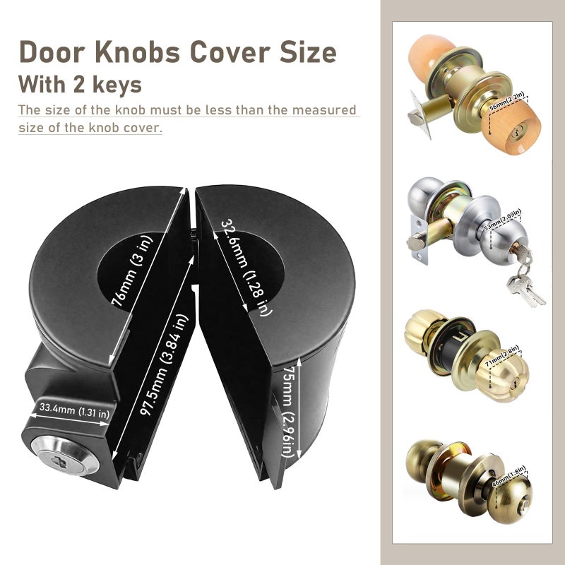 PILISPARK Child Proof Door Knob Cover Lock â€“ Prevents Turning of Door Knob and Access to Keyhole, Can be Used for Home Rentals, Evictions, Job Sites & More â€“ Keyed Alike (Black) - Image 2