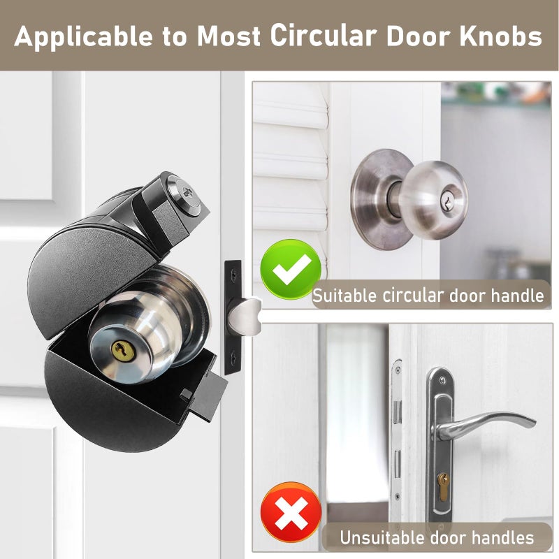 PILISPARK Child Proof Door Knob Cover Lock â€“ Prevents Turning of Door Knob and Access to Keyhole, Can be Used for Home Rentals, Evictions, Job Sites & More â€“ Keyed Alike (Black) - Image 4