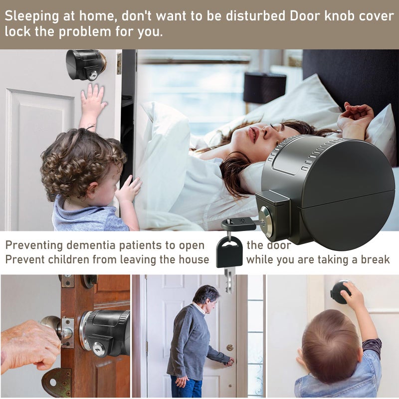 PILISPARK Child Proof Door Knob Cover Lock â€“ Prevents Turning of Door Knob and Access to Keyhole, Can be Used for Home Rentals, Evictions, Job Sites & More â€“ Keyed Alike (Black) - Image 5