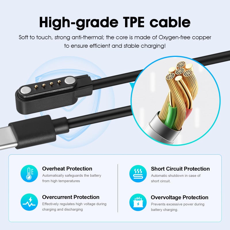 REEYEAR 2 Pack USB C Magnetic Charger Cables fits for PLAUD Note AI Voice Recorder,2 FT Charging Cord Replacement,Easy Access Power Charger Even with The Case, Ideal Back Up Accessories - Image 5
