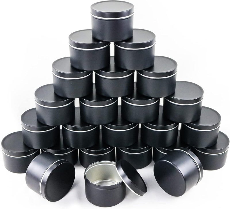EricX Light Candle Tin 24 Piece, 8 oz, for Candle Making, Black - Image 1
