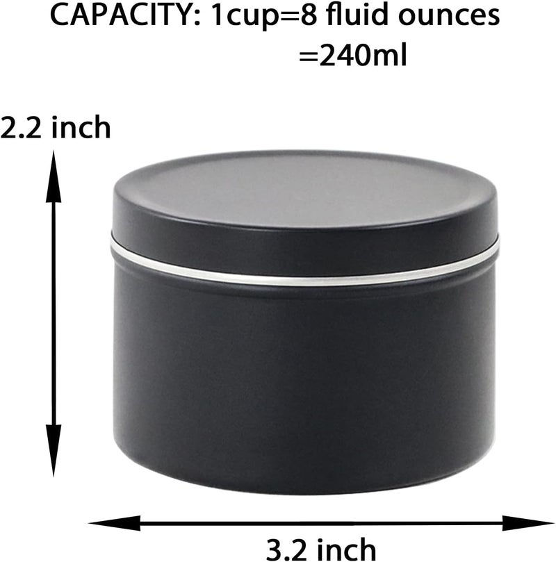 EricX Light Candle Tin 24 Piece, 8 oz, for Candle Making, Black - Image 3