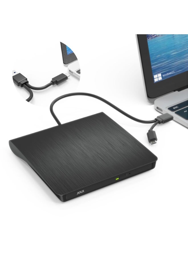 محرك أقراص دي في دي خارجي ، محمول USB 3.0 CD +/- Rw محرك أقراص دي في دي مشغل ، روم إعادة كتابة المحرق لأجهزة الكمبيوتر المحمولة وأجهزة الكمبيوتر المكتبية ، متوافق مع ويندوز 7/8/10/11 ماك ماك بوك برو / الهواء.  (محرق دي في دي) - Image 1