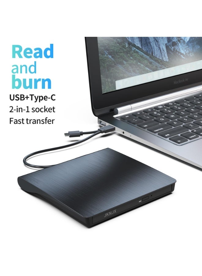 محرك أقراص دي في دي خارجي ، محمول USB 3.0 CD +/- Rw محرك أقراص دي في دي مشغل ، روم إعادة كتابة المحرق لأجهزة الكمبيوتر المحمولة وأجهزة الكمبيوتر المكتبية ، متوافق مع ويندوز 7/8/10/11 ماك ماك بوك برو / الهواء.  (محرق دي في دي) - Image 5