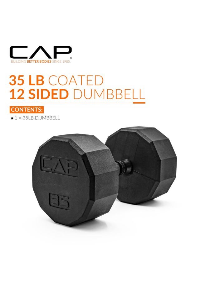 CAP Barbell 12-Sided Coated Dumbbell with Black Handle, Single, 35 LB - Image 2