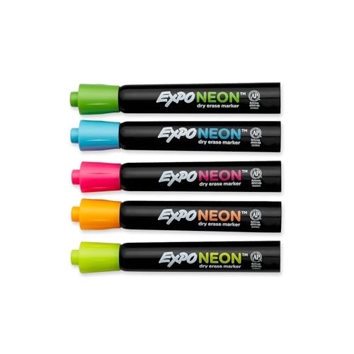 EXPO Neon Dry Erase Markers, Bullet Tip, Assorted Colors, 5 Count - Image 2