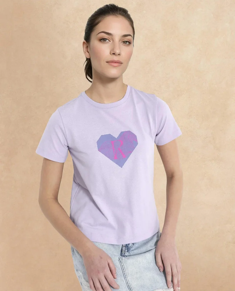 Rareism Women's Boxy Fit T-Shirt With Chest Graphic