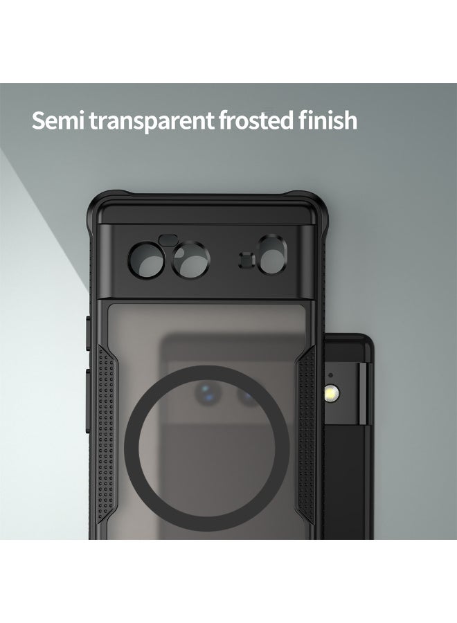 غطاء حمايه لهاتف جوجل بيكسل 6 جراب ارمور مغناطيسي ياتي بحواف مرتفعة حول الشاشة وعدسة الكاميرا تساعد على منع الخدوش - اسود - Image 4