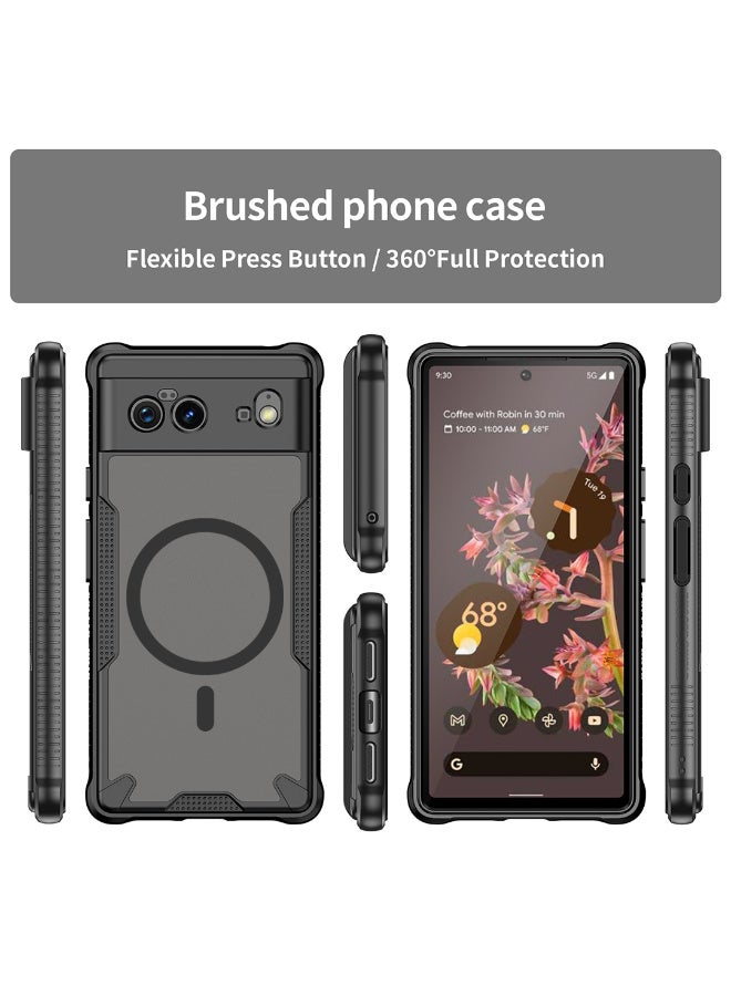غطاء حمايه لهاتف جوجل بيكسل 6 جراب ارمور مغناطيسي ياتي بحواف مرتفعة حول الشاشة وعدسة الكاميرا تساعد على منع الخدوش - اسود - Image 3