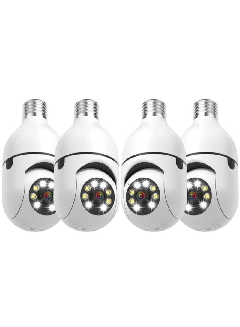 4Pack HD 1080P Wireless Light-Bulb Security Camera, Work with 2.4ghz&5ghz WiFi, Motion Auto Tracking, 2 Way Audio, Spotlight Night Vision, E27 Screw-in CCTV Camera (4pcs) - Image 1