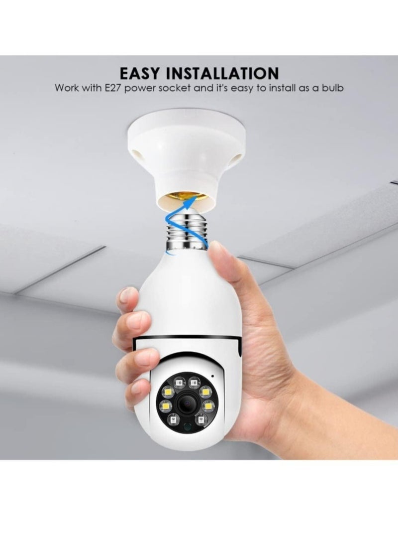 4Pack HD 1080P Wireless Light-Bulb Security Camera, Work with 2.4ghz&5ghz WiFi, Motion Auto Tracking, 2 Way Audio, Spotlight Night Vision, E27 Screw-in CCTV Camera (4pcs) - Image 4